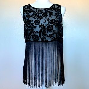 Forever21 Black Lace Fringe Top (M)